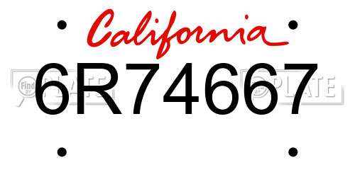 6R74667 California License Plate