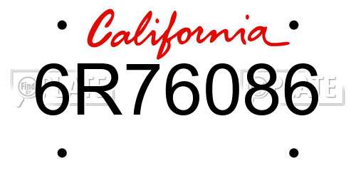 6R76086 California License Plate