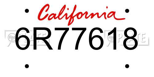 6R77618 California License Plate