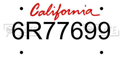 6R77699 California License Plate
