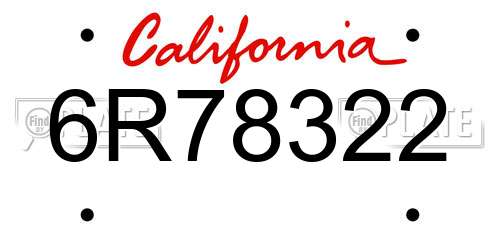6R78322 California License Plate