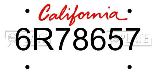 6R78657 California License Plate