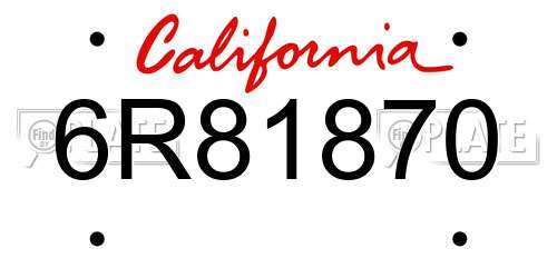 6R81870 California License Plate
