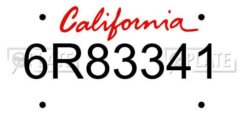 6R83341 California License Plate
