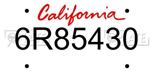 6R85430 California License Plate
