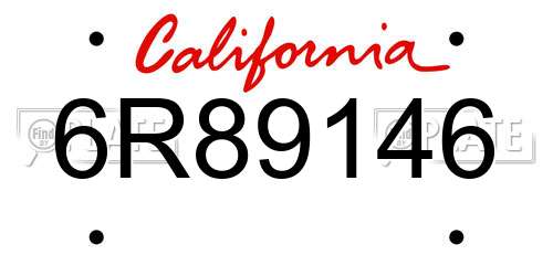 6R89146 California License Plate