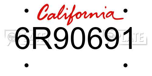 6R90691 California License Plate