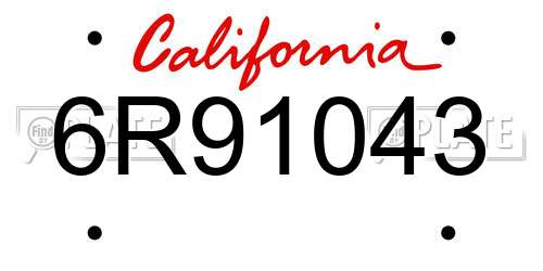 6R91043 California License Plate