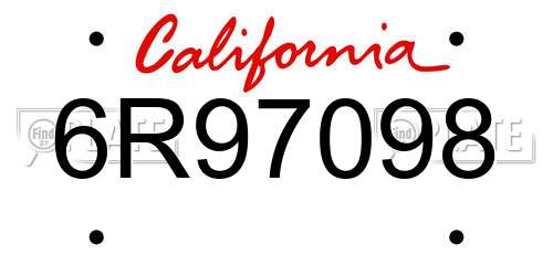 6R97098 California License Plate