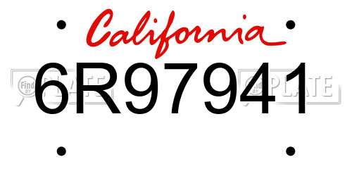 6R97941 California License Plate