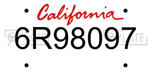 6R98097 California License Plate