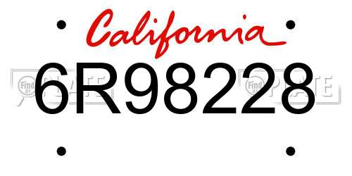 6R98228 California License Plate