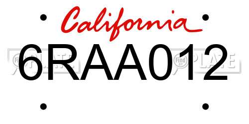 6RAA012 California License Plate