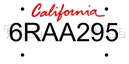 6RAA295 California License Plate