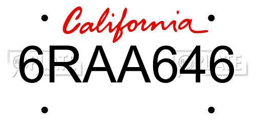 6RAA646 California License Plate