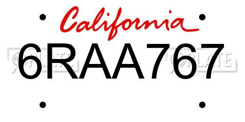 6RAA767 California License Plate