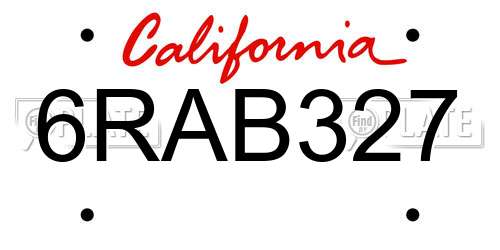 6RAB327 California License Plate