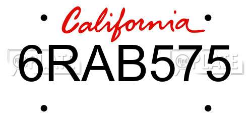 6RAB575 California License Plate