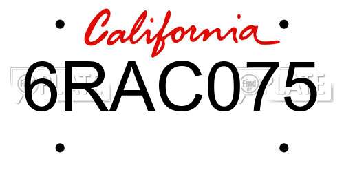 6RAC075 California License Plate