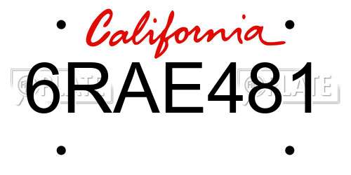 6RAE481 California License Plate