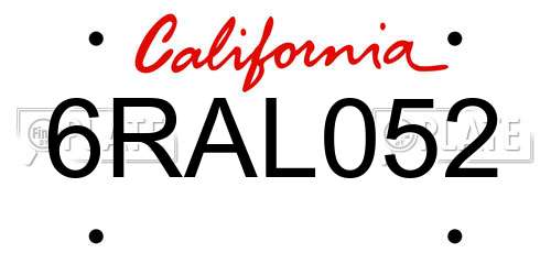 6RAL052 California License Plate
