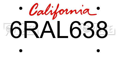 6RAL638 California License Plate