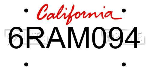6RAM094 California License Plate