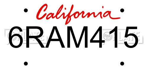6RAM415 California License Plate