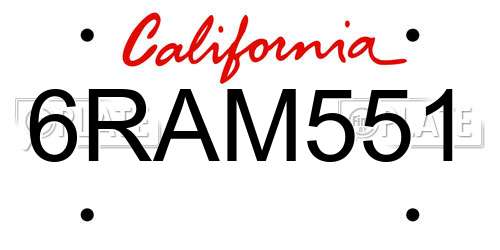 6RAM551 California License Plate