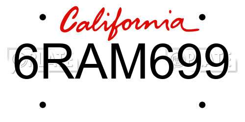 6RAM699 California License Plate
