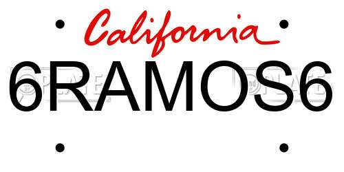 6RAMOS6 California License Plate