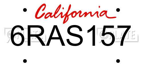 6RAS157 California License Plate