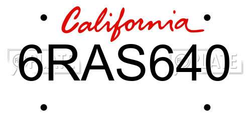 6RAS640 California License Plate