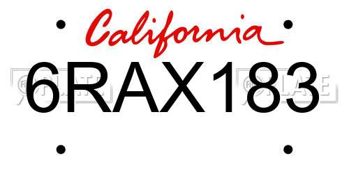 6RAX183 California License Plate