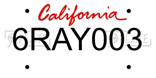 6RAY003 California License Plate