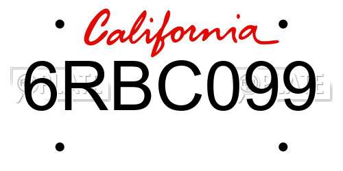 6RBC099 California License Plate