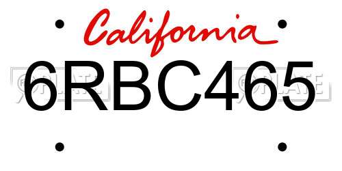 6RBC465 California License Plate