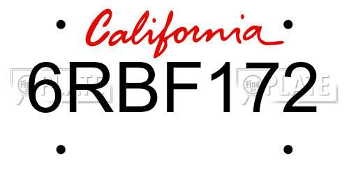 6RBF172 California License Plate