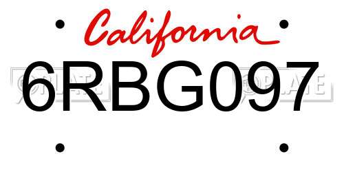 6RBG097 California License Plate