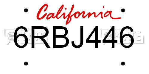 6RBJ446 California License Plate