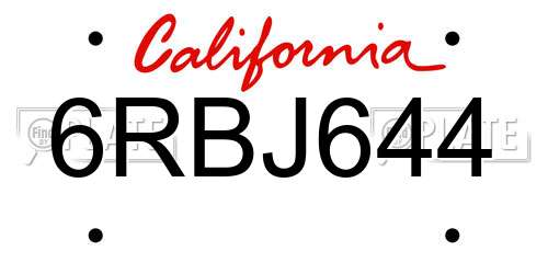 6RBJ644 California License Plate