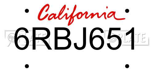 6RBJ651 California License Plate