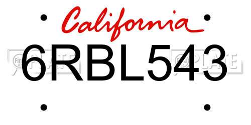 6RBL543 California License Plate