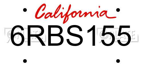 6RBS155 California License Plate