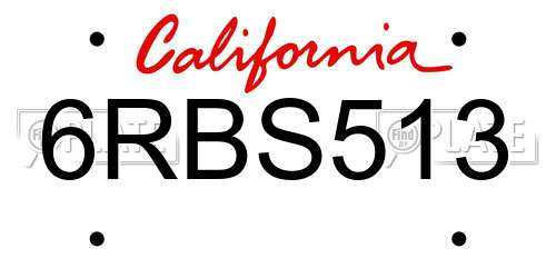 6RBS513 California License Plate