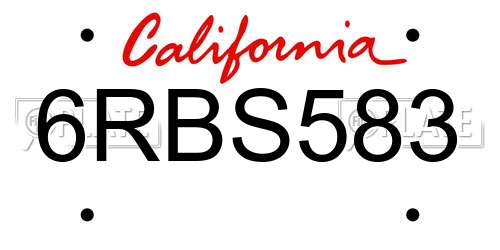 6RBS583 California License Plate