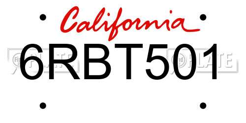 6RBT501 California License Plate