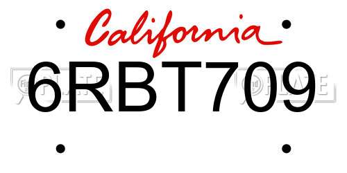 6RBT709 California License Plate