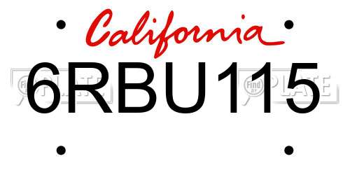 6RBU115 California License Plate
