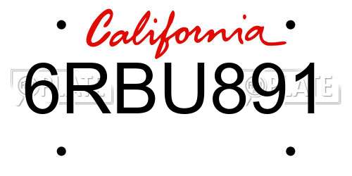 6RBU891 California License Plate